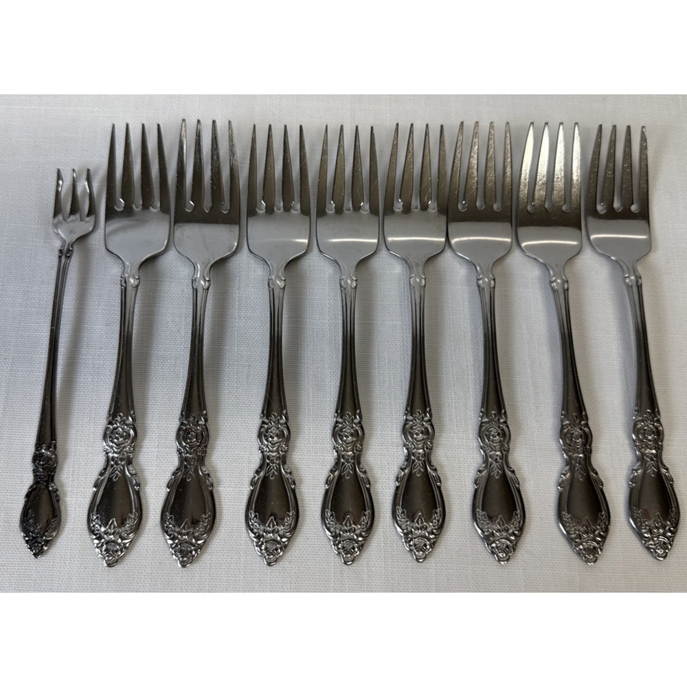 Oneida Community Plantation Stainless Salad Fork Glossy Silverware Flatware  8